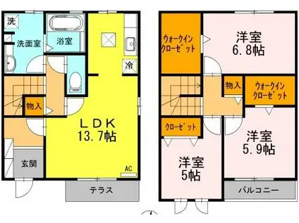 モン・リヴェール湯川(3LDK/1階)の間取り写真