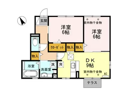 グランドソレイユ(2DK/1階)の間取り写真