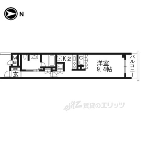 リーガル京都烏丸東(1K/2階)の間取り写真