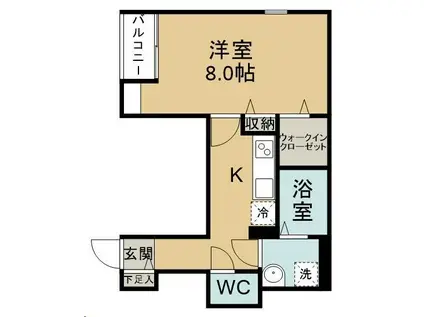 BELLE LEAD 五橋(1K/1階)の間取り写真