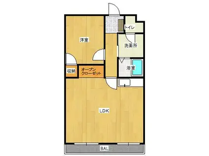 フロントヒルズII(1LDK/4階)の間取り写真