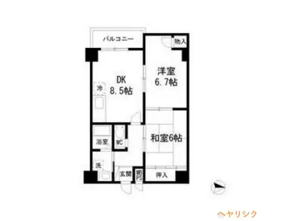 エスペランサ西杉(2DK/5階)の間取り写真