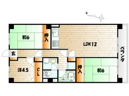 コープ野村大手町I(3LDK/9階)の間取り写真