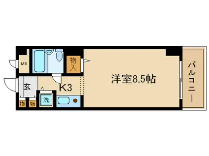 パラドール平安(1K/2階)の間取り写真