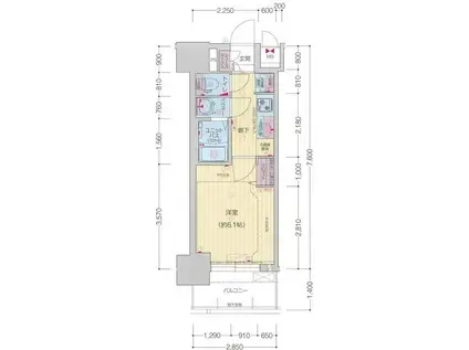 プレサンス太閤通駅前デュプル(1K/6階)の間取り写真