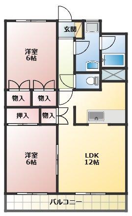 ENTRAIN(2LDK/4階)の間取り写真