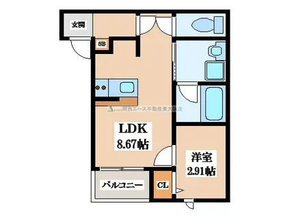 ルショコラ(1LDK/2階)の間取り写真
