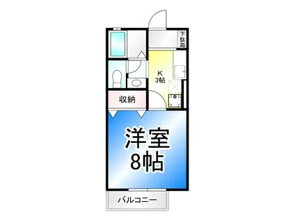 グリーンテラスST(1K/2階)の間取り写真