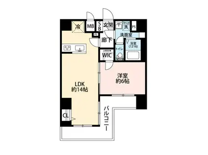 プレール・ドゥーク川崎V(1LDK/9階)の間取り写真