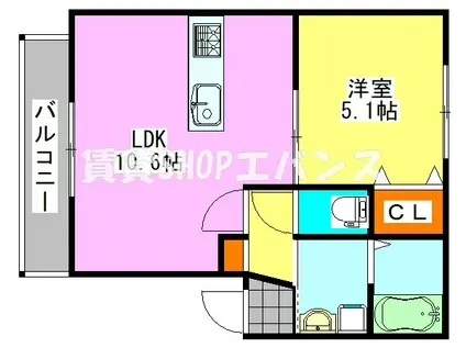 レガロ前原SHIKI(1LDK/3階)の間取り写真