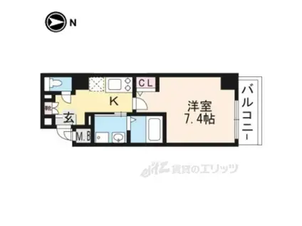 エスカーサ京都四条梅津(1K/7階)の間取り写真