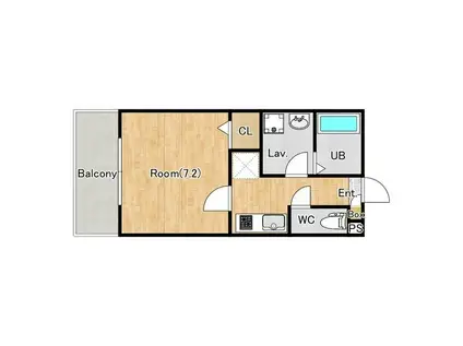 ジーメゾン福生ビブレ(1K/2階)の間取り写真