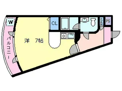 京王井の頭線 池ノ上駅 徒歩2分 2階建 築35年(ワンルーム/1階)の間取り写真