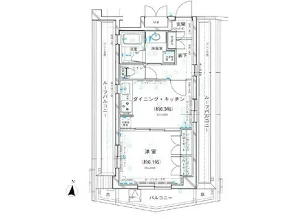 パレステュディオ三田(1DK/13階)の間取り写真