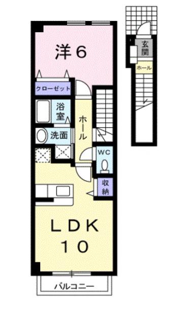 ウルー アンジュII(1LDK/2階)の間取り写真