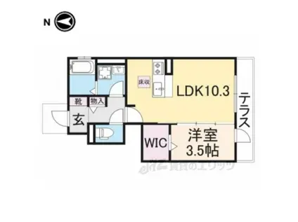 サニーヒルズ山崎新町(1LDK/1階)の間取り写真