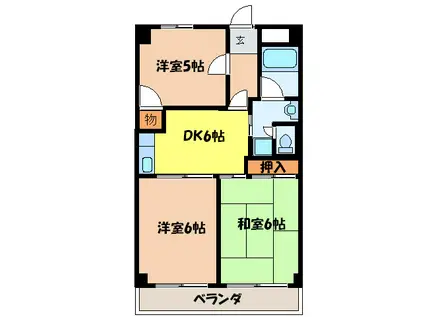スカイハイツふじ(3DK/2階)の間取り写真
