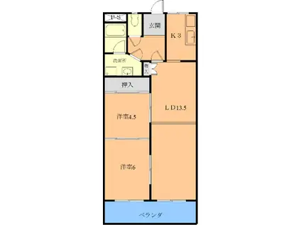 ヴィラローザ(2LDK/3階)の間取り写真