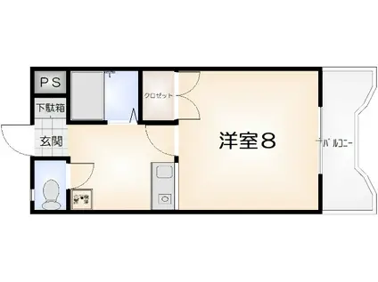 ヴィゴラス壱番館(1K/6階)の間取り写真