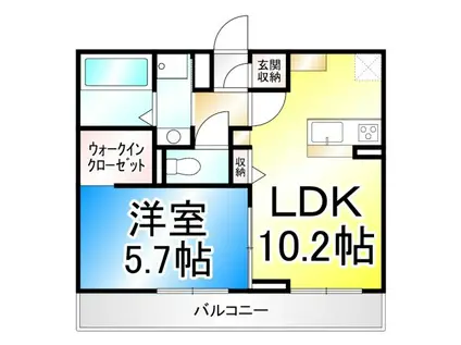 トリシア南俣イースト(1LDK/3階)の間取り写真