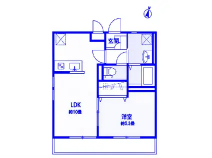 デュラカーサ・ルシア河輪森(1LDK/2階)の間取り写真