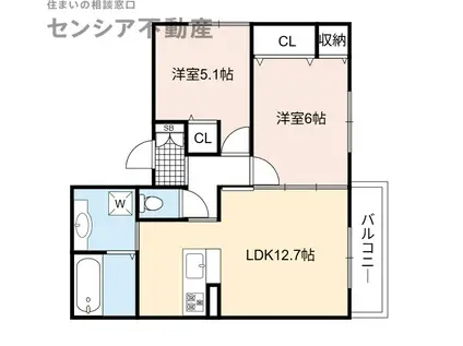 鶴見緑地公園FAMIT(2LDK/3階)の間取り写真