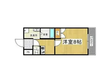 エイチ・ツー・オー新町II(1K/3階)の間取り写真