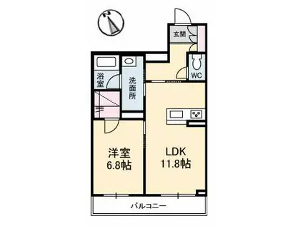 リーストソフィア(1LDK/2階)の間取り写真