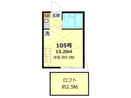 スカイピア笹塚(ワンルーム/1階)の間取り写真