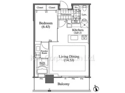 芝浦アイランド ブルームタワー(1LDK/26階)の間取り写真