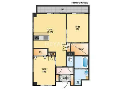 エルズコート弐番館(2LDK/4階)の間取り写真