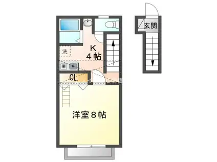 カルディア(1K/2階)の間取り写真