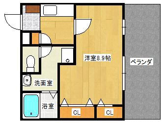 フォブール本町(1K/1階)の間取り写真