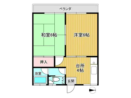 第2柴崎台ハイツ(2DK/2階)の間取り写真