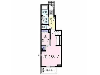 シエロ.ガーデン.ツダB(ワンルーム/1階)の間取り写真