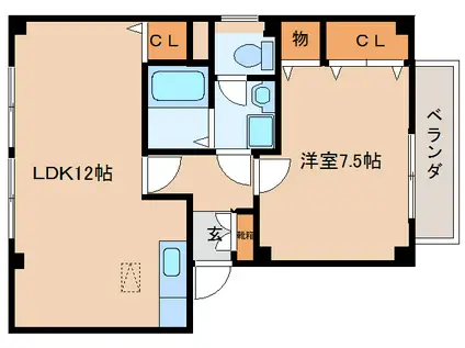 レモナ押熊(1LDK/1階)の間取り写真
