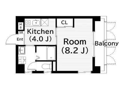 マンションクララ(1K/4階)の間取り写真