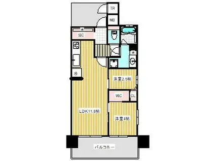 リブレスト三条リバーコート(2LDK/10階)の間取り写真