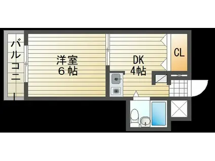 ナッツ・クラッカー医大東(1DK/4階)の間取り写真
