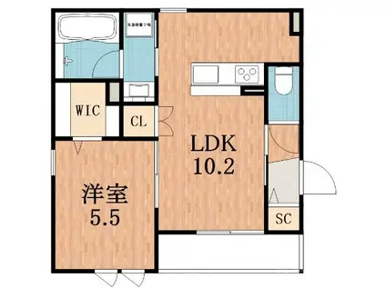 ウエスト PAGO I(1LDK/1階)の間取り写真