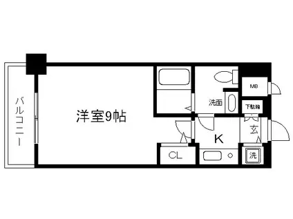 リーガル京都河原町五条(1K/4階)の間取り写真
