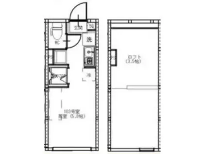 春日町6丁目(ワンルーム/1階)の間取り写真