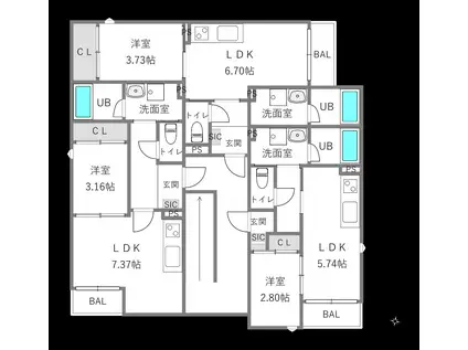 TOMORIE武蔵塚駅(1LDK/2階)の間取り写真