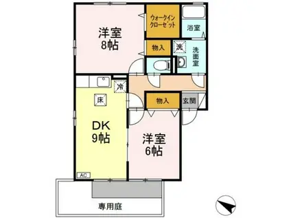 ファミールB(2DK/1階)の間取り写真