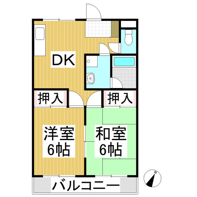 キャッスルヨシカワA(2DK/1階)の間取り写真