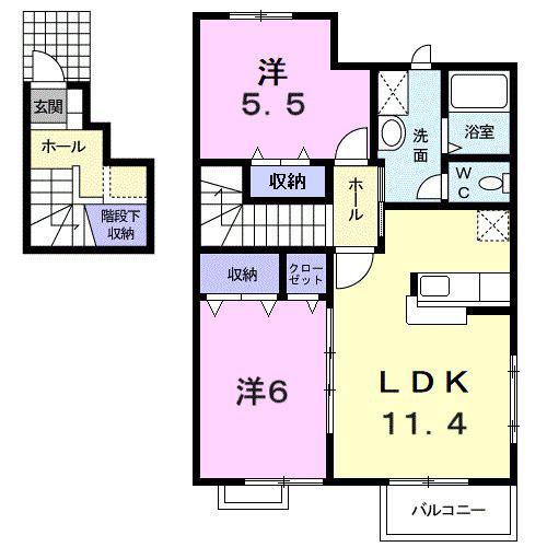 ラフィネM(2LDK/2階)の間取り写真