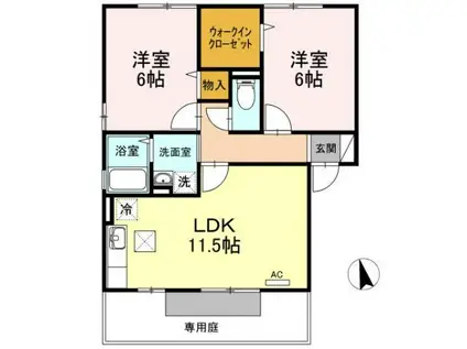 ボナール三条(2LDK/1階)の間取り写真