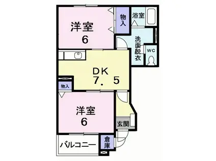 メゾングローリア(2DK/1階)の間取り写真