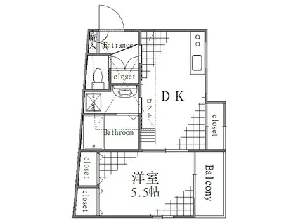 プチドミール(1DK/3階)の間取り写真