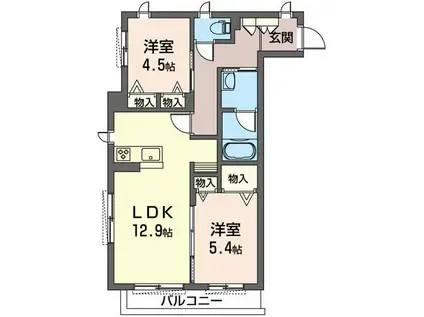 CASA REGIO 壱番館(2LDK/2階)の間取り写真